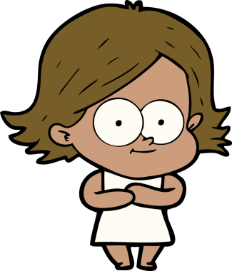 Bir insan tarafından çizilmiş mutlu çizgi film kızı.