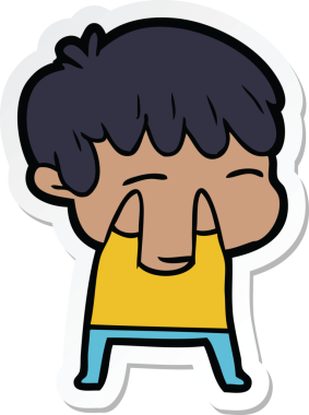 Bir insan tarafından çizilmiş meraklı bir çocuğun çıkartması.