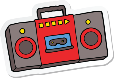 Bir insan tarafından çizilmiş eski bir kaset çaların çıkartması.