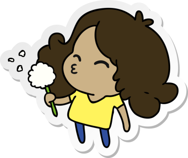 Bir insan tarafından çizilmiş kawai kızının serbest sticker karikatürü.