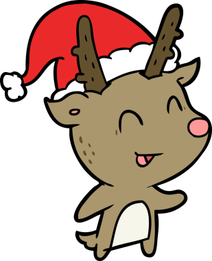 Bir insan tarafından çizilmiş karikatür Noel geyiği.