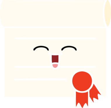 Bir insan tarafından çizilmiş bir sertifikanın düz renk retro karikatürü