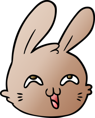 Bir insan tarafından çizilmiş mutlu tavşan yüzü.