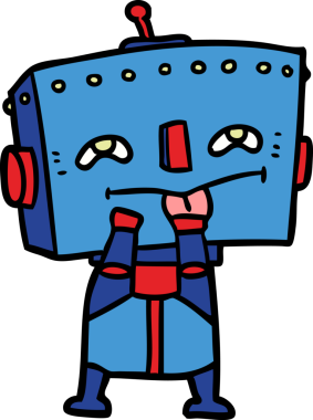 Bir insan tarafından çizilmiş çizgi film robotu