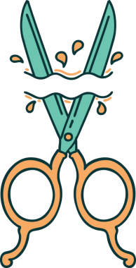 Bir insan tarafından çizilmiş berber makasının ikonik dövme şekli