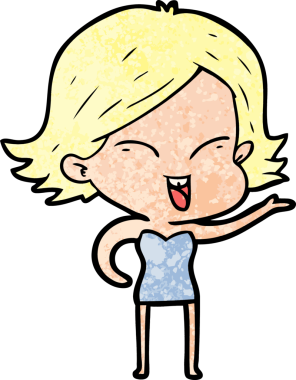 Bir insan tarafından çizilmiş mutlu çizgi film kızı.