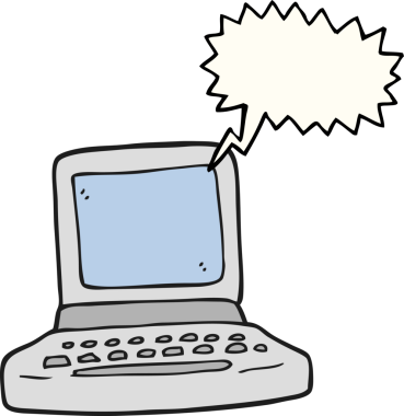 Bir insan tarafından çizilmiş serbest konuşma balonu karikatürü eski bilgisayar