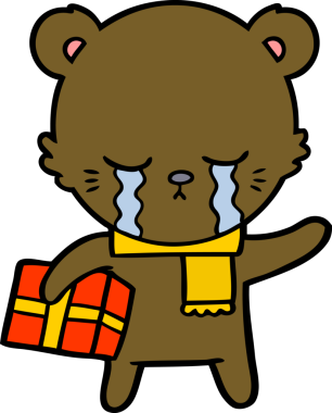 Bir insan tarafından çizilmiş ağlayan çizgi film ayısı.