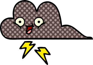 Bir insan tarafından çizilmiş bir fırtına bulutunun karikatürü.