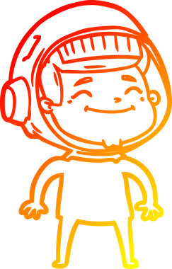 Bir insan tarafından çizilmiş mutlu bir astronotun sıcak çizgi çizimi