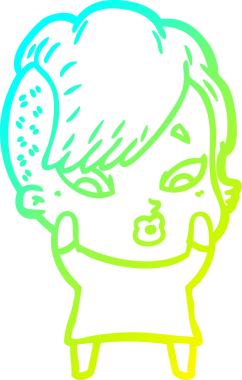 Bir karikatür çizimi, bir insan tarafından çizilmiş bir kızı şaşırttı.