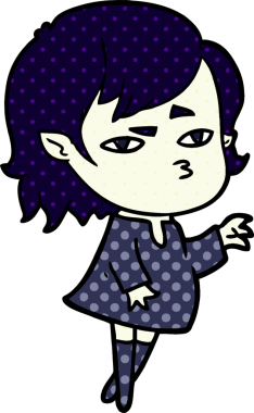 Bir insan tarafından çizilmiş vampir kız çizgi filmi.