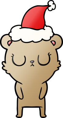 Barışçıl el çizimi, bir insan tarafından çizilmiş Noel Baba şapkası giyen bir ayının çizgi filmi.