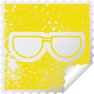 Bir insan tarafından çizilen gözlük, grafiksel sıkıntılı etiket illüstrasyon simgesi