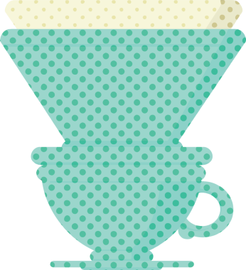 Bir insan tarafından çizilmiş filtre kahve fincanının düz renkli çizimi