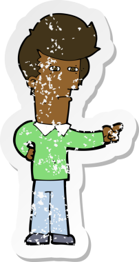 Bir insan tarafından çizilmiş karikatür adamın gerilmiş çıkartması.