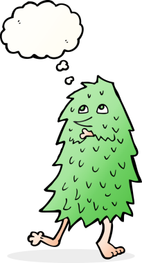 Bir insan tarafından çizilmiş düşünce baloncuklu çizgi film canavarı.