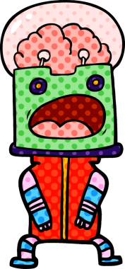 Bir insan tarafından çizilmiş çizgi film robotu