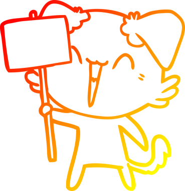 Bir insan tarafından çizilmiş mutlu, küçük bir çizgi köpeğin sıcak çizgi çizimi.