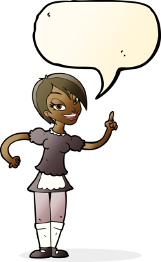 Çizgi film garsonu bir insan tarafından çizilmiş konuşma balonuyla sipariş alıyor.