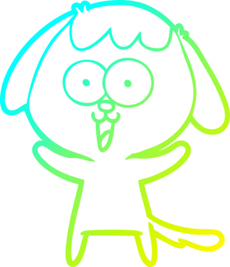 Bir insan tarafından çizilmiş şirin bir çizgi köpeğin soğuk gradyan çizgisi.