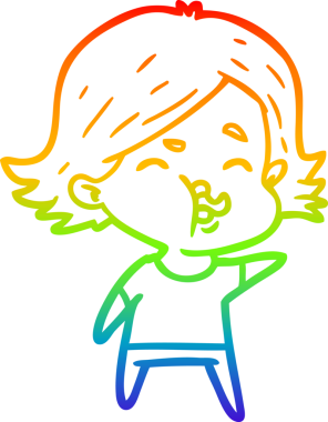 Gökkuşağı gradyan çizgi çizimi Bir insan tarafından çizilen bir kız karikatürü