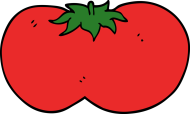 Bir insan tarafından çizilmiş kocaman bir domates.