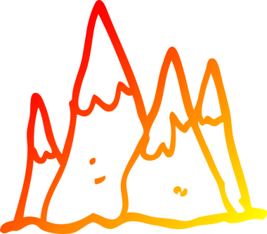 Bir insan tarafından çizilmiş yüksek dağların sıcak çizgi çizimleri.