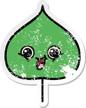 Sevimli bir çizgi film karakterinin sıkıntılı çıkartması. Bir insan tarafından çizilmiş ifade yaprağı.