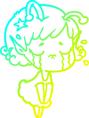 Bir insan tarafından çizilmiş ağlayan uzaylı kız çizgi filmi.