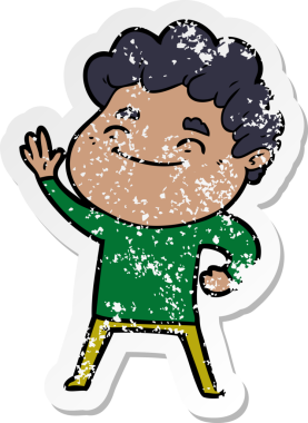 Bir insan tarafından çizilmiş, karikatür dostu bir adamın sıkıntılı çıkartması.