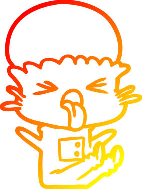 Bir insan tarafından çizilmiş iğrenç bir çizgi film uzaylısının sıcak çizgi çizimi.