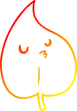 Bir insan tarafından çizilmiş bir sonbahar yaprağının sıcak çizgi çizimi