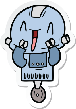 Bir insan tarafından çizilmiş robot karikatür çıkartması.