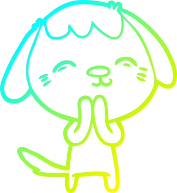 Bir insan tarafından çizilmiş mutlu çizgi film köpeğinin soğuk gradyan çizimi