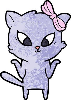 Bir insan tarafından çizilmiş çizgi film kedisi.