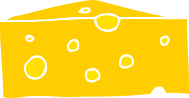 Bir insan tarafından çizilmiş düz renk çizgi film peyniri