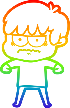 Gökkuşağı gradyan çizgi çizimi Bir insan tarafından çizilmiş bir çizgi film çocuğu