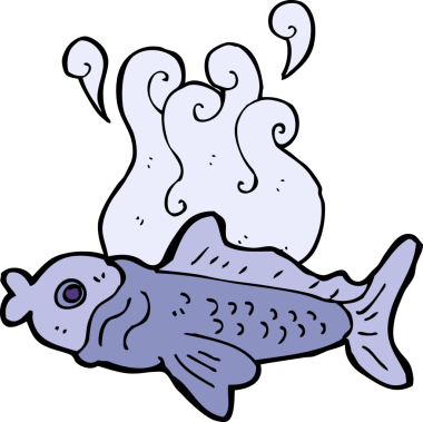 Bir insan tarafından çizilmiş komik bir balık.
