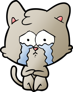 Bir insan tarafından çizilmiş ağlayan kedi çizgi filmi.