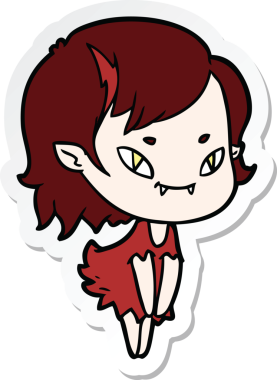 Bir insan tarafından çizilmiş, karikatür dostu vampir bir kızın çıkartması.