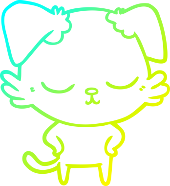 Bir insan tarafından çizilmiş şirin bir çizgi köpeğin soğuk gradyan çizgisi.