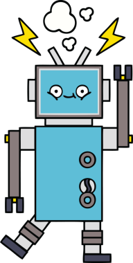 Bir insan tarafından çizilmiş dans eden bir robot çizimi.