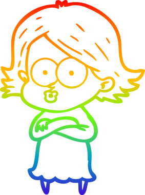 Gökkuşağı gradyan çizimi Bir insan tarafından çizilen çizgi film kızı