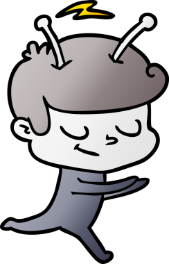 Bir insan tarafından çizilen dost canlısı çizgi film uzay adamı.