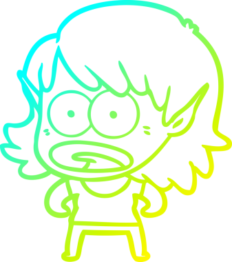 Bir çizgi film karakteri çizimi bir insan tarafından çizilmiş bir elf kızı şok etti.