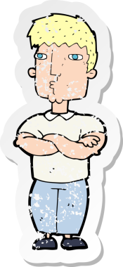 İnsan eli çapraz kollu bir çizgi film karakterinin gerilimli çıkartması.