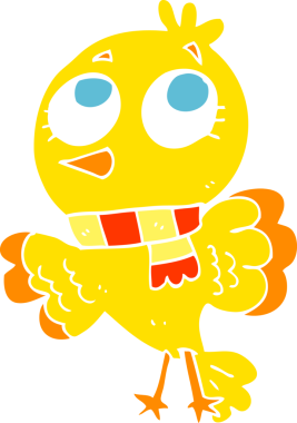 Bir insan tarafından çizilmiş kuşun hoş düz bir çizimi