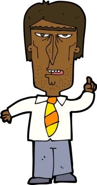 Huysuz patron bir insan tarafından çizilmiş.