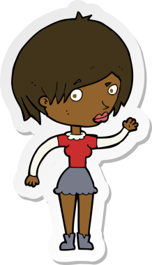 Bir insan tarafından çizilmiş, el sallayan bir kadının çıkartması.